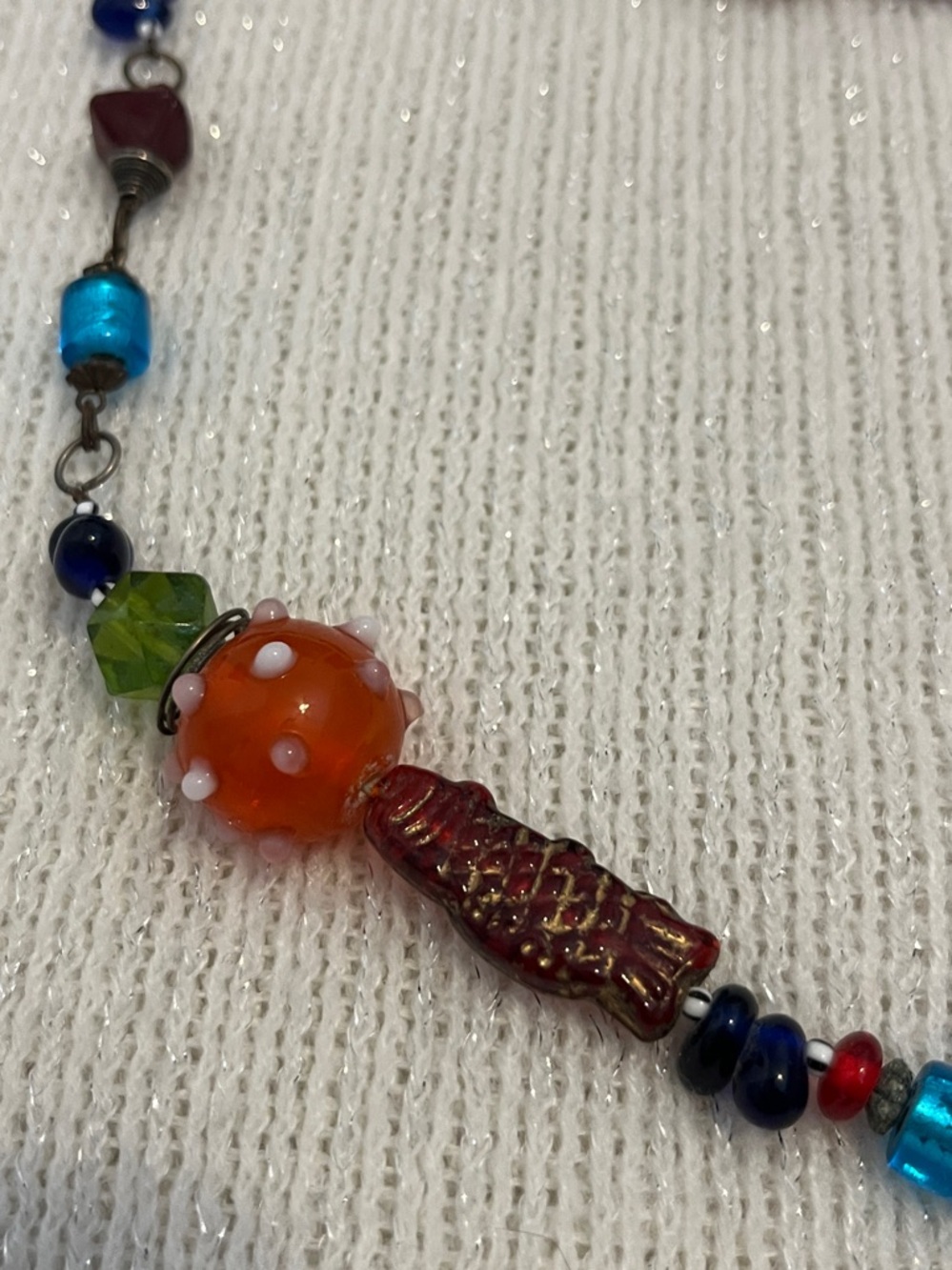 Colorful Glass Bead Necklace - Multicolor Statement Jewelry